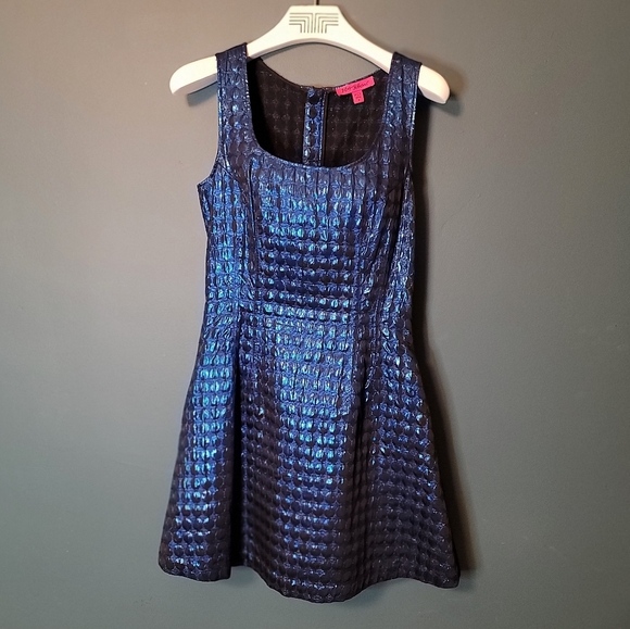 Betsey Johnson Dress Blue Metallic A-Line - Picture 2 of 12